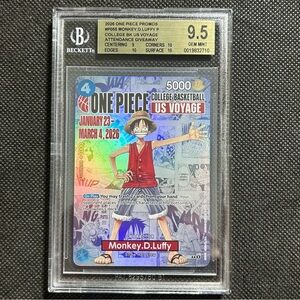 2026 One Piece Monkey D. Luffy College Basketball US VOYAGE Promo Card BGS 9.5